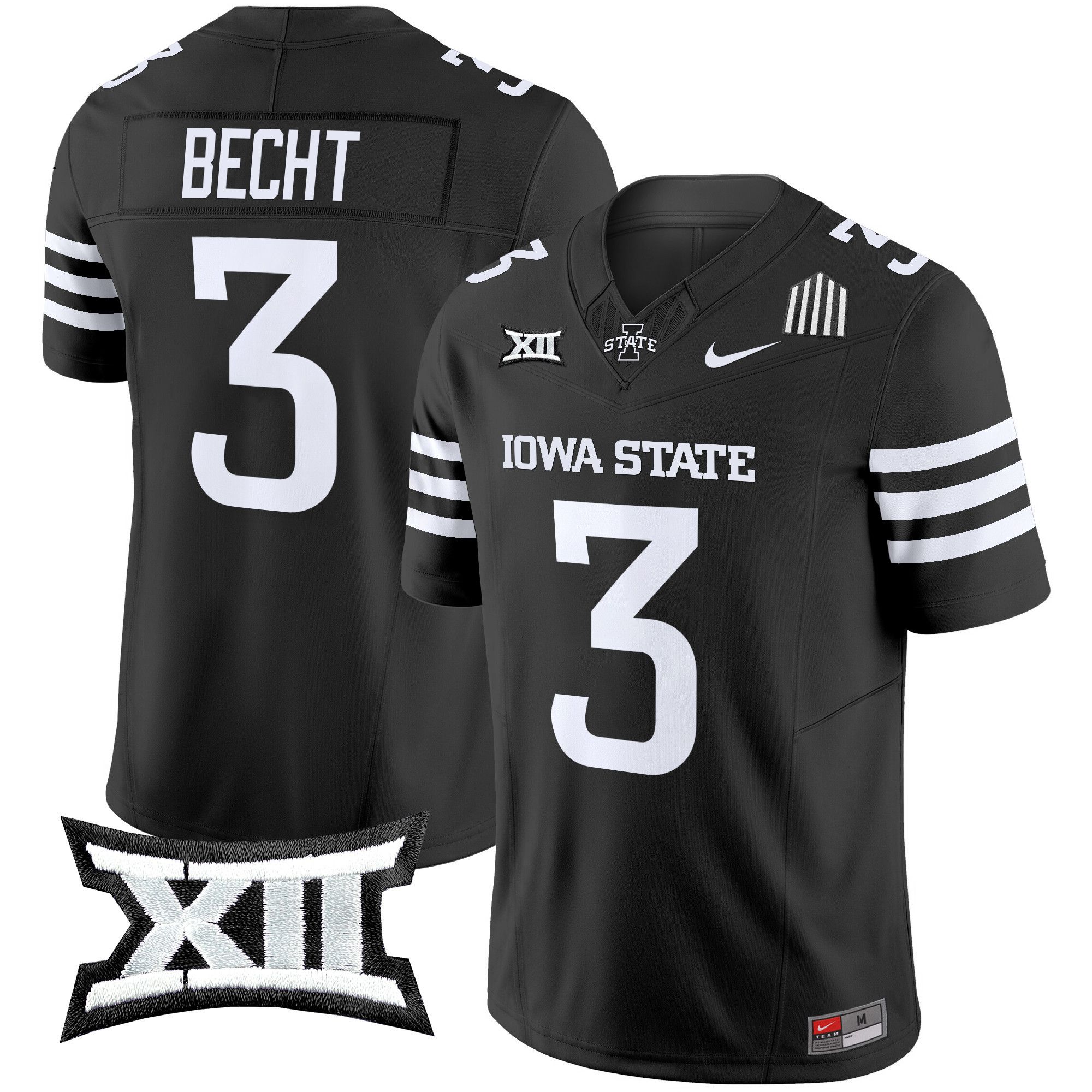 Men Iowa State Cyclones 3 Becht Black Nike 2024 Vapor Limited NCAA Jersey style 1